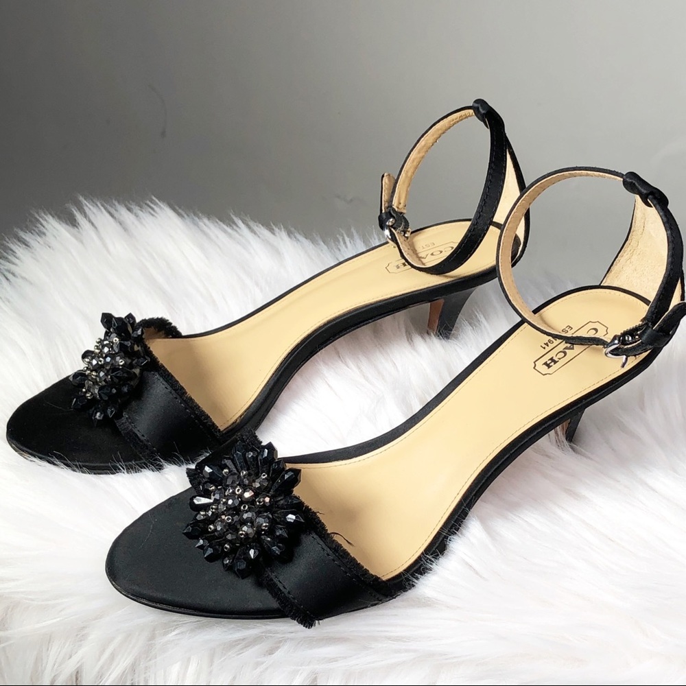 Coach Satin Rosa Heels Black Size 10 B
